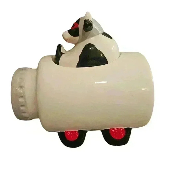 Vintage Clay Art 1993- Cookie Jar - "Racing Cow in Milk Car" - EUC!!! - Picture 1 of 10